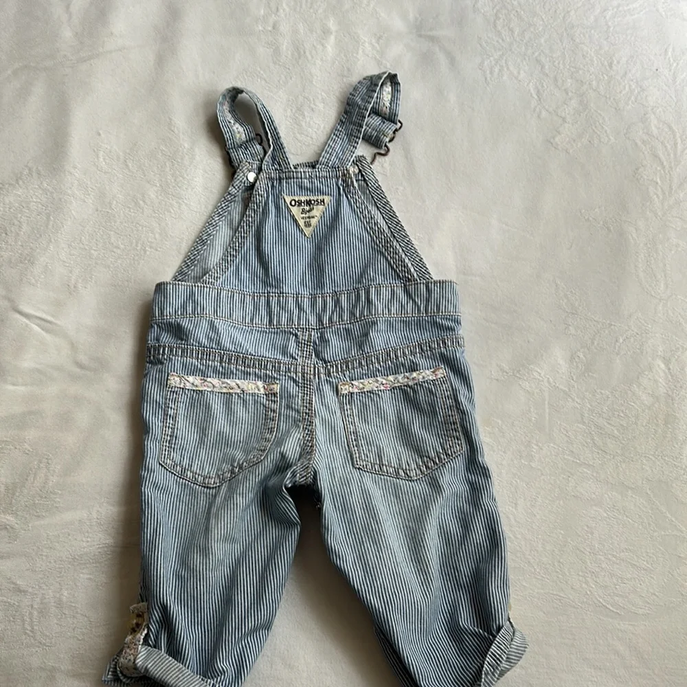 COPY - Vintage baby toddler OshKosh Bgosh striped overalls 12 mo. w/ floral pri…